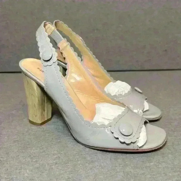 Nanette Lepore Scalloped Open Toe Gray Patent Leather Pump Women’s Size 6.5 - Picture 3 of 14